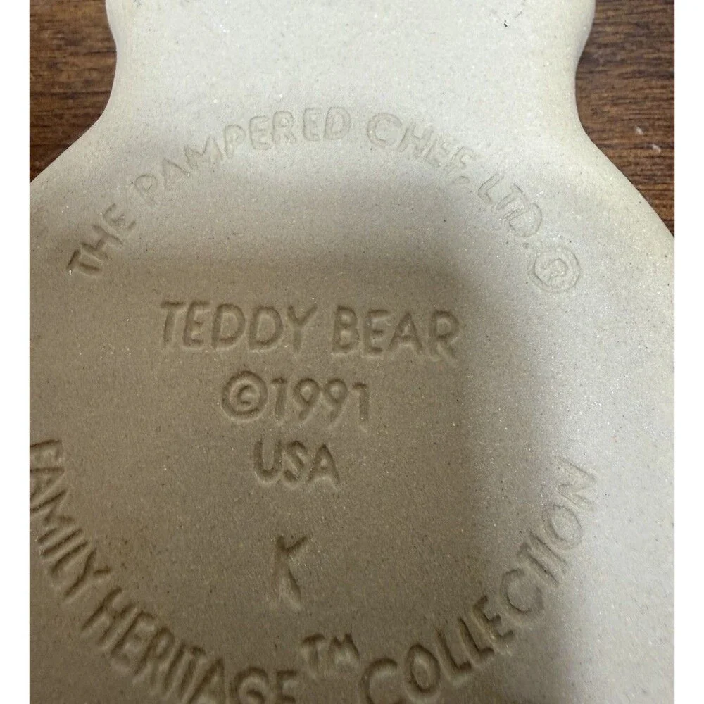 Teddy Bear Clay Cookie Mold 1991 Made In USA Baking Pampered Chef Cottagecore